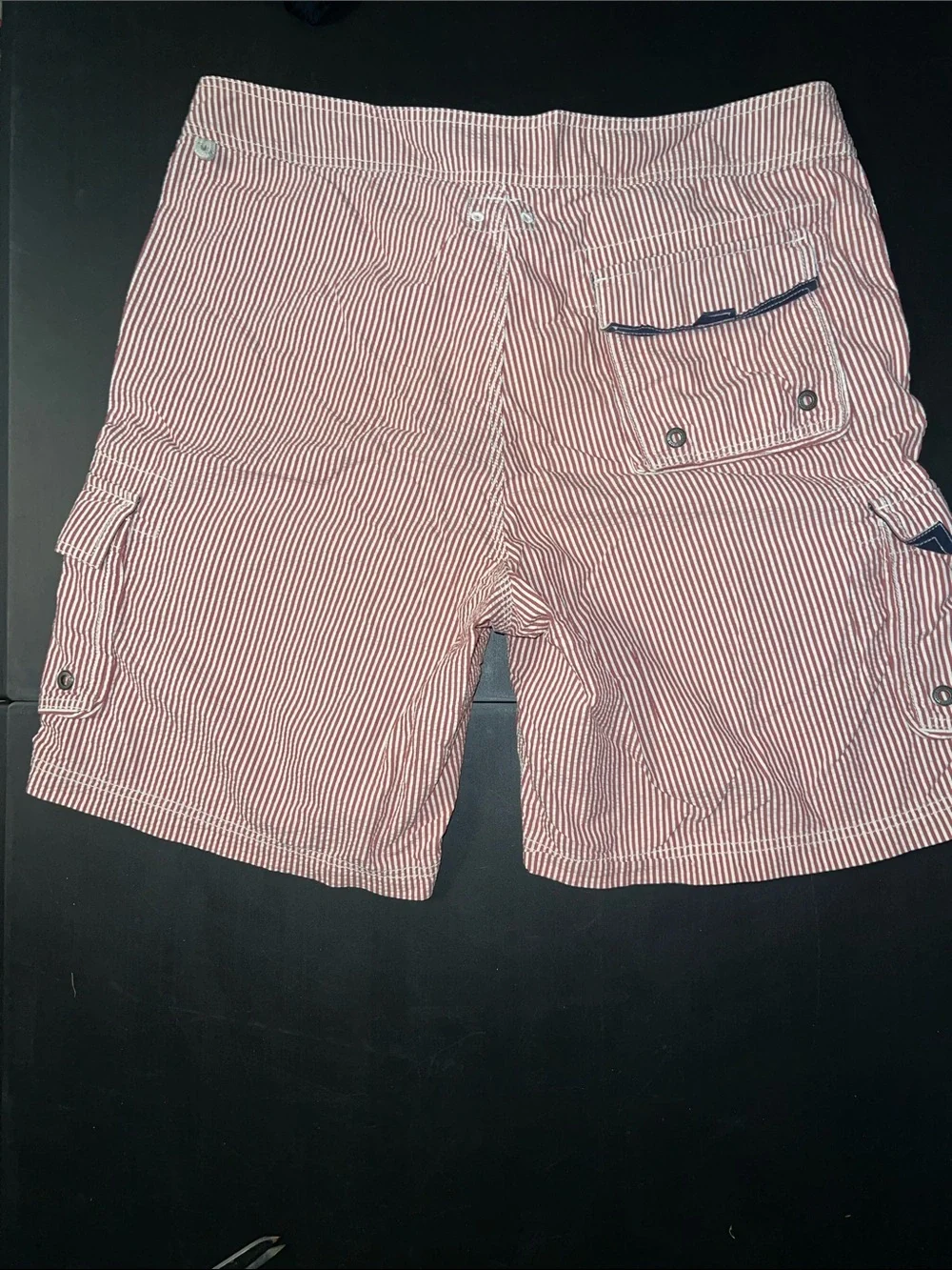 J. Crew Red & White Striped Swim Trunks